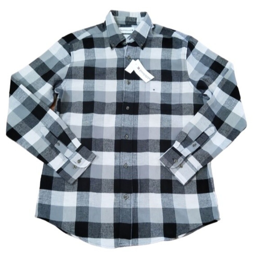 Saddlebred Classic Fit Men's Plaid Button Down Casual Shirt M Grey